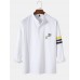 Mens Fnuuy Pattern & Slogant Embroidery Side Stripe Preppy Henley Shirt