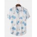 Mens 100% Cotton Flower Pattern Causal Shirts