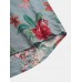Mens 100% Cotton Flower Print Pocket Lapel Shirt