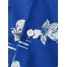 Mens Flower Print Revere Collar Short Sleeve Shirt