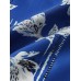 Mens Flower Print Revere Collar Short Sleeve Shirt