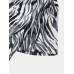 Mens Wave Stripe Pocket Lapel Short Sleeve Shirt