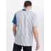 Mens Striped Lapel Patchwork Button Up Short Sleeve Shirts