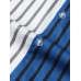 Mens Striped Lapel Patchwork Button Up Short Sleeve Shirts