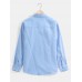 Mens Basic Style Solid Color Cotton Lapel Long Sleeve Shirt With Pocket