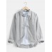 Mens Basic Style Solid Color Cotton Lapel Long Sleeve Shirt With Pocket