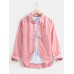 Mens Basic Style Solid Color Cotton Lapel Long Sleeve Shirt With Pocket