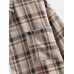 Mens Vintage Plaid Lapel Double Pocket Casual Long Sleeve Shirts