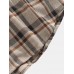 Mens Vintage Plaid Lapel Double Pocket Casual Long Sleeve Shirts