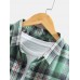 Mens Plaid Button Up Lapel Cotton Long Sleeve Shirts With Pocket