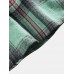 Mens Plaid Button Up Lapel Cotton Long Sleeve Shirts With Pocket