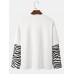 Mens Graphic Print Zebra Patchwork Faux Twinset Long Sleeve T-Shirt