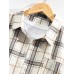 Mens Plaid Print Double Pockets Cotton Long Sleeve Lapel Casual Shirt
