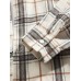 Mens Plaid Print Double Pockets Cotton Long Sleeve Lapel Casual Shirt