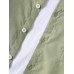 Mens Solid Color Bear Pocket Cotton Long Sleeve Lapel Shirt