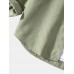 Mens Solid Color Bear Pocket Cotton Long Sleeve Lapel Shirt
