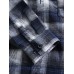 Mens Plaid Chest Pocket Long Sleeve Curved Hem Casual Shirts