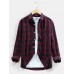 Mens Classic Plaid Button Up Chest Pocket Long Sleeve Preppy Shirts
