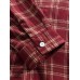 Mens Classic Plaid Button Up Chest Pocket Long Sleeve Preppy Shirts