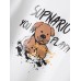 Mens Letter & Cartoon Dog Print Drop Shoulder Patchwork Plaid Sweatshirts