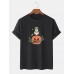 Mens Halloween Pumpkin Print Print Short Sleeve 100% Cotton T-Shirts