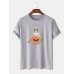 Mens Halloween Pumpkin Print Print Short Sleeve 100% Cotton T-Shirts