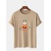 Mens Halloween Pumpkin Print Print Short Sleeve 100% Cotton T-Shirts