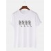 Mens 100% Cotton Skeleton Print O-Neck Short Sleeve T-Shirts