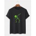 Mens 100% Cotton Skeleton Printed O-Neck Short Sleeve T-Shirts