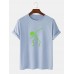 Mens 100% Cotton Skeleton Printed O-Neck Short Sleeve T-Shirts