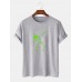 Mens 100% Cotton Skeleton Printed O-Neck Short Sleeve T-Shirts