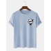 Mens 100% Cotton Cartoon Panda Print Short Sleeve T-Shirts
