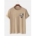 Mens 100% Cotton Cartoon Panda Print Short Sleeve T-Shirts