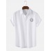 Mens Simple Emojis Print Button Up Casual Short Sleeve Shirts