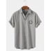 Mens Simple Emojis Print Button Up Casual Short Sleeve Shirts
