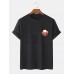Mens 100% Cotton Cartoon Panda Printed Round Neck Short Sleeve T-Shirts