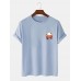 Mens 100% Cotton Cartoon Panda Printed Round Neck Short Sleeve T-Shirts