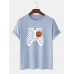 Mens Halloween Funny Pumpkin Printed Cotton Short Sleeve T-Shirts