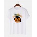 Mens 100% Cotton Halloween Cat Print Casual Short Sleeve T-Shirts