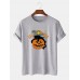 Mens 100% Cotton Halloween Cat Print Casual Short Sleeve T-Shirts