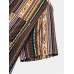 Mens Ethnic Style Striped Printing Lapel Shirt With Pocket