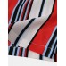 Mens Multicolor Striped Revere Collar Short Sleeve Daily Shirt