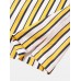 Mens Striped Print Revere Collar Short Sleeve Casual Shirt