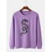Mens Oriental Dragon Print Round Neck Pullover Cotton Street Sweatshirts