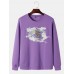 Mens Dragon & Cloud Print Round Neck Cotton National Style Sweatshirts