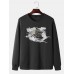 Mens Dragon & Cloud Print Round Neck Cotton National Style Sweatshirts