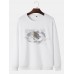 Mens Dragon & Cloud Print Round Neck Cotton National Style Sweatshirts