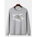 Mens Dragon & Cloud Print Round Neck Cotton National Style Sweatshirts