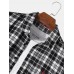 Mens Classical Plaid Print Cotton Button Front Lapel Long Sleeve Shirt