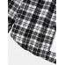 Mens Classical Plaid Print Cotton Button Front Lapel Long Sleeve Shirt